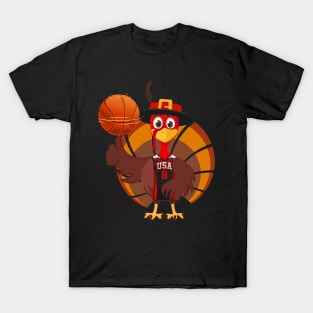 Funny Basketball Turkey Thanksgiving T-Shirt